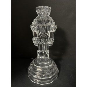 Vtg Princess House (?) Nutcracker Candlestick Holder 24% Lead Crystal Glass 8”